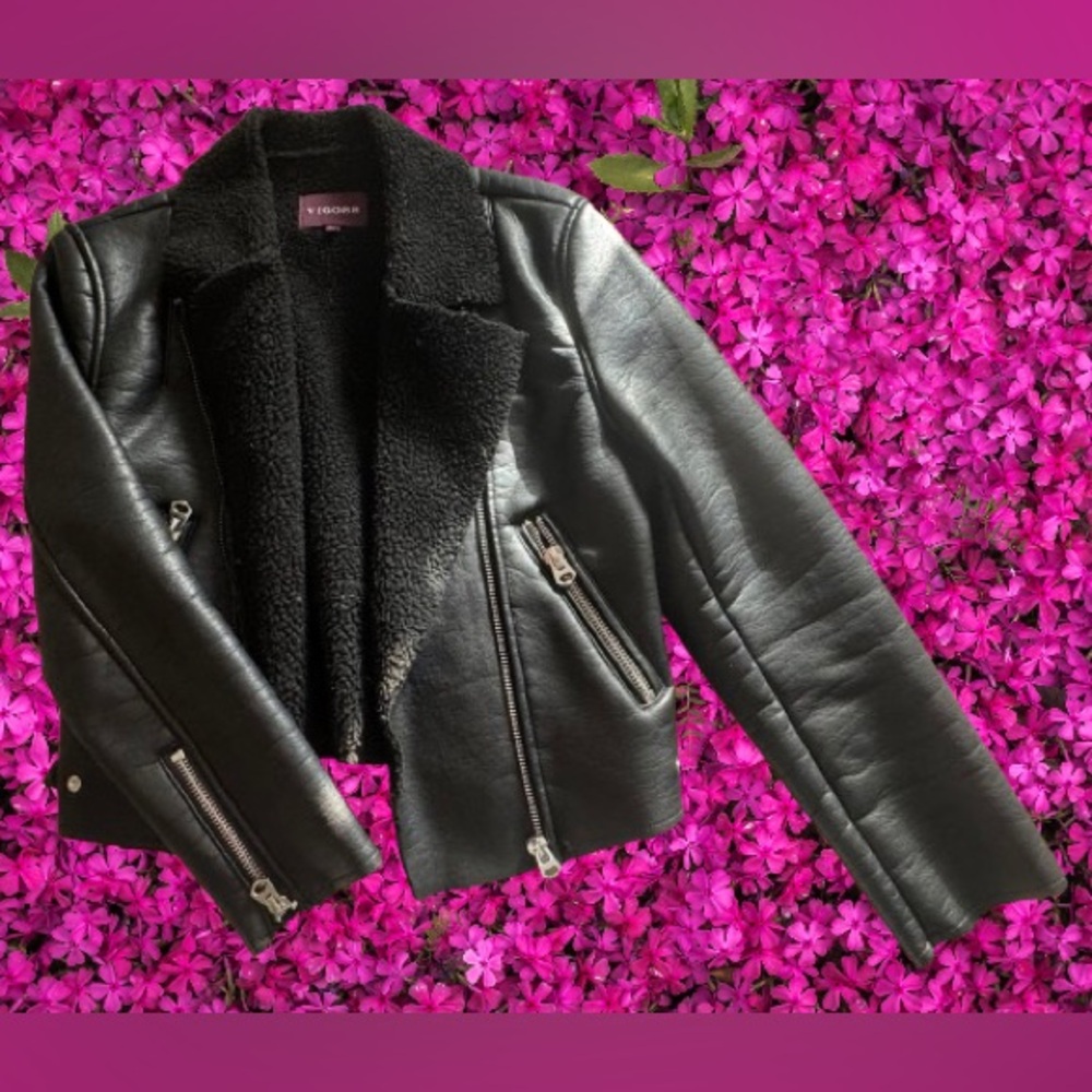 Vigoss Black Vegan Leather Jacket